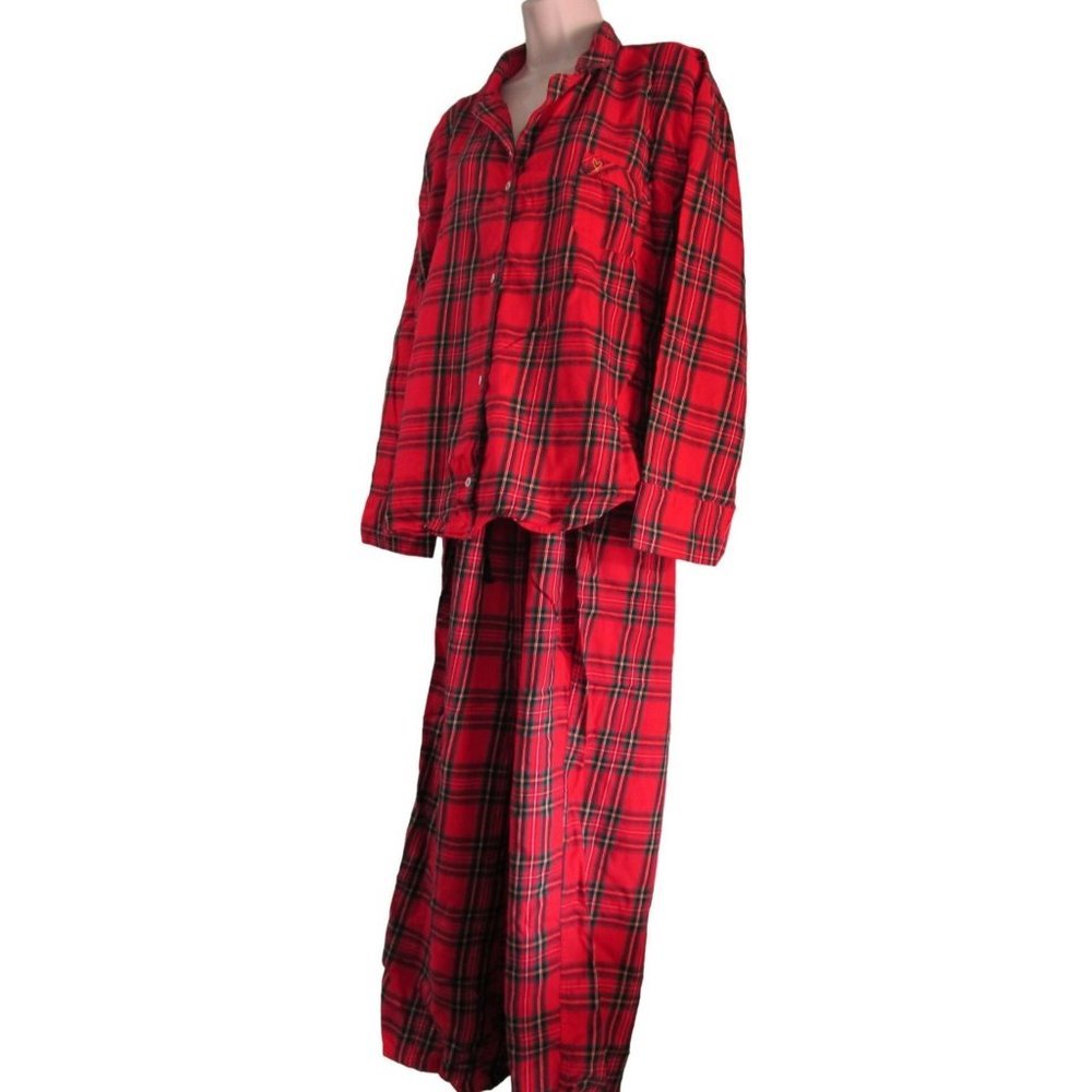 Victorias Secret Red Plaid Cotton Blend Pajama Set GUC Ladies XL Soft Comfy - Picture 2 of 15